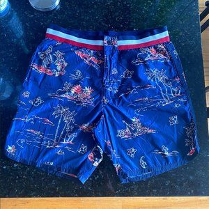 Blue Boxer Mare Tropical Hawaiian Swim Trucks | Men's Size L